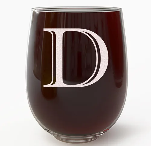 Miniatura 28 de Copa de vino grabada con monograma de 17 onzas sin tallo (letra A) A-Z, regalos personalizados para mujeres, copas de vino personalizadas, regalo