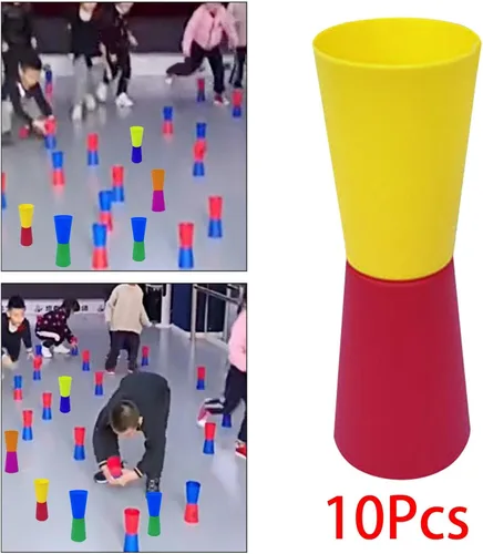Miniatura 7 de 10 tazas abatibles invertidas para entrenamiento de agilidad de velocidad y coordinación corporal Rojo Amarillo