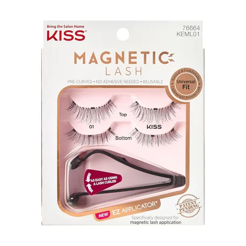 Miniatura 12 de Pestañas magnéticas KISS, Crowd Pleaser, 1 par de pestañas postizas sintéticas con 5 imanes de doble fuerza, resistentes al viento, pestañas falsas