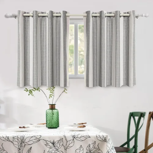 Miniatura 52 de DriftAway Chris Linen - Cortinas opacas con capa térmica y reductora de sonido, 63 pulgadas de largo para dormitorio, cortinas estampadas a rayas