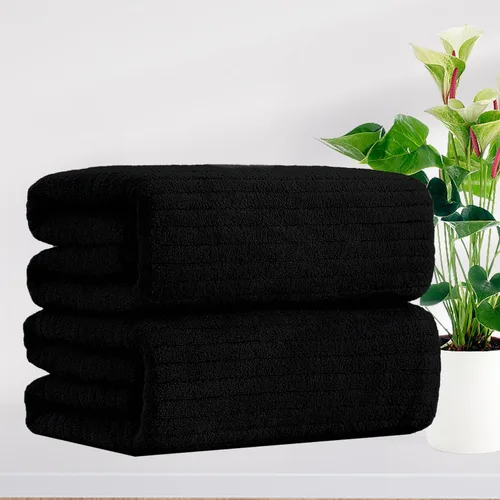 Miniatura 23 de Mistyrose Toalla de diseño acanalado (verde, toallas de baño de 4 piezas)