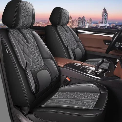 Miniatura 18 de YORKNEIC Fundas de asiento delantero de automóvil para BMW X1 para 2013-2022: fundas de asiento delantero de automóvil de cuero transpirable