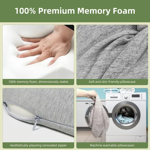 Miniatura 3 de Almohada de rodilla para dormir de espalda, cojín ergonómico de espuma viscoelástica, almohada de refuerzo para piernas, funda lavable, soporte