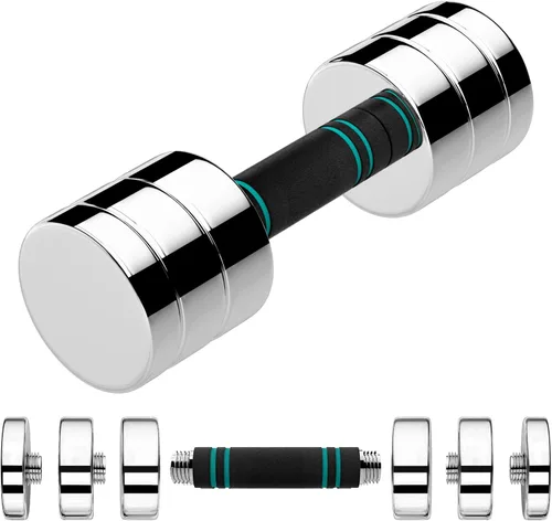 Miniatura 10 de LIFERUN Single Steel Adjustable Dumbbell, 5/10/15lb Free Weight Single Dumbbell, Non-Slip and Comfortable Foam Handle, Adjustable Single Dumbbell