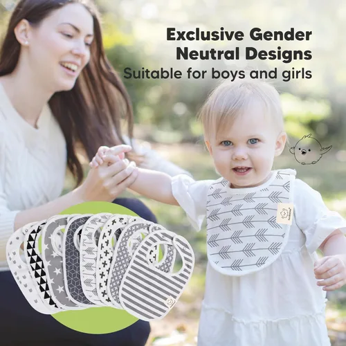 Miniatura 6 de Paquete de 8 baberos orgánicos para niños y niñas, baberos de algodón suave para babear y dentición para bebés niñas y niños, extra absorbentes