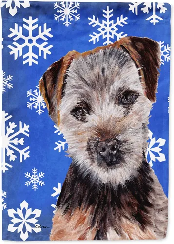 Miniatura 236 de Caroline's Treasures SC9374GF Bulldog English Snow flakes Holiday Garden Flag Buzón Bandera decorativa para patio exterior, patio, obras de arte