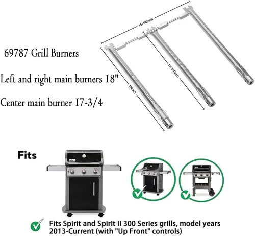Miniatura 3 de Spirit E310 Parts 7636 Flavorizer Bars 69787 Quemador de parrilla para Weber Spirit y Spirit II Serie 300 E310 E320 E330 S310 S320 S330 con control