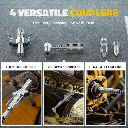 Miniatura 7 de Ecarke Pistola de engrase inalámbrica compatible con batería DeWalt de 20 V, pistola de engrase eléctrica máxima de 12000 PSI, pistola doble