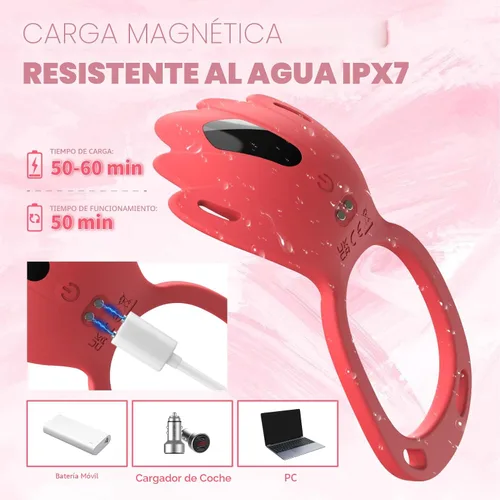 Miniatura 4 de Juguetes sexuales para adultos, juguete sexual femenino con 9 modos de vibración, estimulador de clítoris con anillo de pene vibrador, juguete Rojo