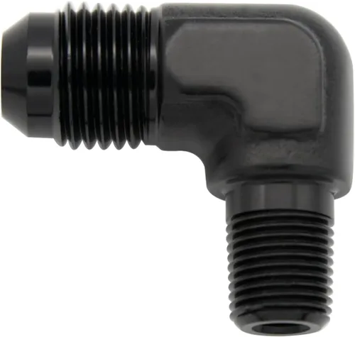 Miniatura 80 de Adaptador de tubo de manguera de combustible de aluminio recto 16AN acampanado a 3/4" NPT macho Unión de rosca negro