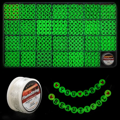 Miniatura 7 de Eppingwin 1400 cuentas de letras, cuentas acrílicas de 0.157 x 0.27 pulgadas, cuentas para hacer joyas, cuentas para hacer pulseras, cuentas