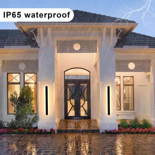 Miniatura 3 de Lámparas de Pared Exteriores Modernas Aplique de Pared LED Largo Negro Lámpara Exterior IP65 Impermeable 10W 3000K Luces de Pared Rectangulares