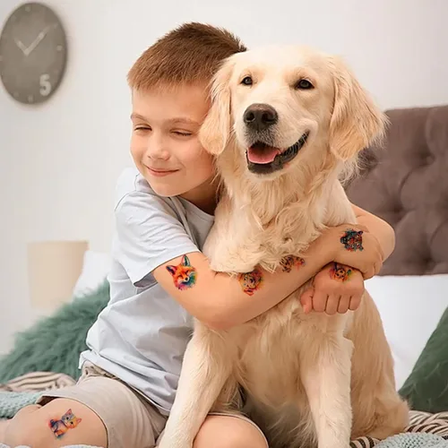 Miniatura 7 de Tatuajes Temporales para Niños - 60 PCS Tatuajes Temporales de Animales para Niños, Niñas y Bebés, Impermeables, Lindas Calcomanías de Tatuajes