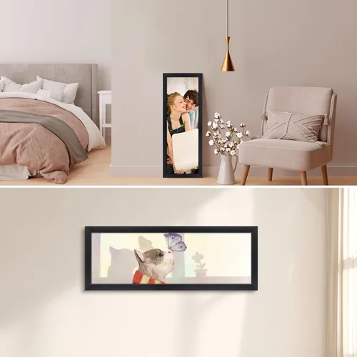 Miniatura 8 de Golden State Art, Marco de fotos de 8 x 24 pulgadas, madera maciza negra con vidrio templado, marco de 8 x 24 pulgadas para pared de galería