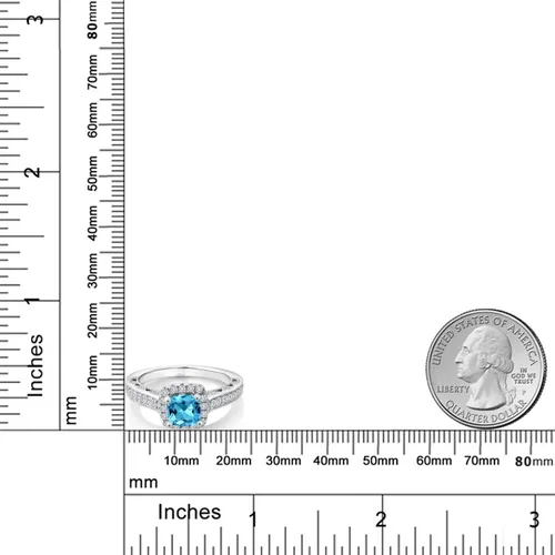 Miniatura 36 de Gem Stone King Anillo de compromiso de plata de ley 925 de 0.236 in con piedra natal y zafiro blanco creado con acento Anillo de compromiso