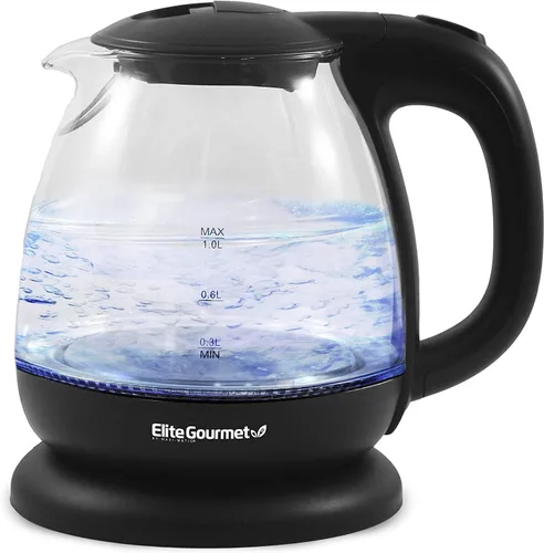 Miniatura 5 de Proctor Silex Tostadora de 4 rebanadas con ranuras extra anchas, color negro (24215PS) y Elite Gourmet EKT1001 hervidor eléctrico de vidrio sin BPA
