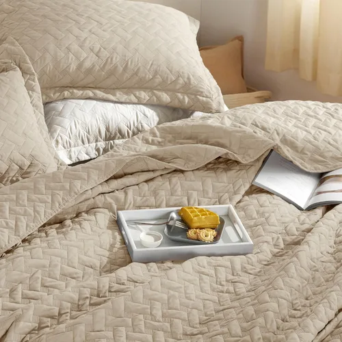 Miniatura 3 de Bedsure – Juego de colcha ligera con patrón de tejido de canasta, juego de edredón suave para todas las estaciones, incluye 1 funda de almohada