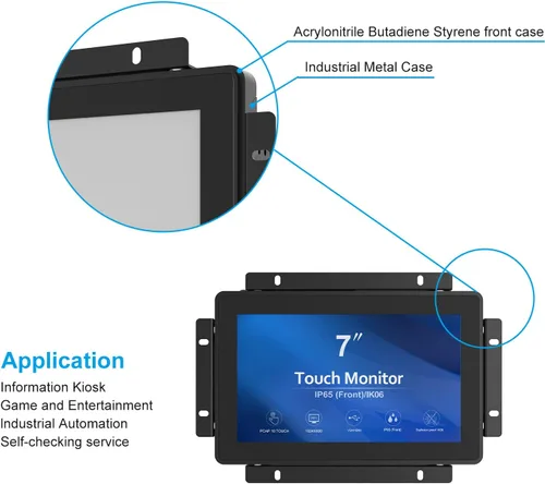 Miniatura 5 de GreenTouch Monitor táctil PCAP HDMI de 17,8 cm (7 pulgadas) con marco abierto de 1024x600 para mercados de consumo, venta minorista y hostelería