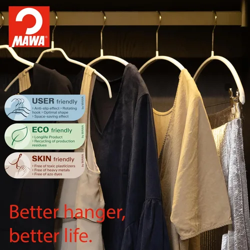 Miniatura 2 de Mawa de Reston Lloyd Serie Euro - Perchero de acero antideslizante de ahorro de espacio para camisas, vestidos, suéteres, Estilo 40/P, cobre