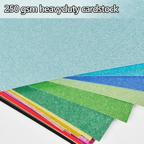 Miniatura 4 de Simetufy Papel de cartulina con purpurina, 60 hojas de 20 colores, cartulina A4 con purpurina para proyectos de bricolaje, papel brillante de alta