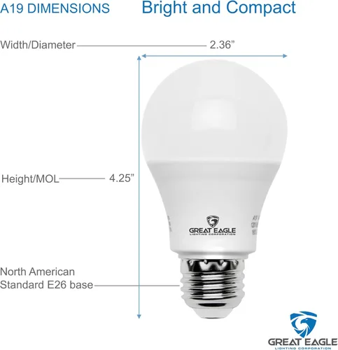 Miniatura 3 de Great Eagle - Bombillas LED A19 equivalentes a 75 W, certificación UL, color blanco frío de 4000 K, bombillas LED de 75 W, no regulables, repuesto