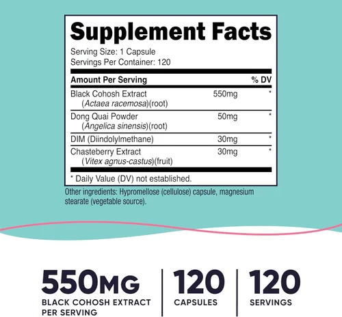 Miniatura 2 de Nutricost Cohosh negro para mujer de 660 mg, 120 cápsulas - con Don Quai, DIM y bayas castas, cápsulas vegetarianas, sin OMG, sin gluten