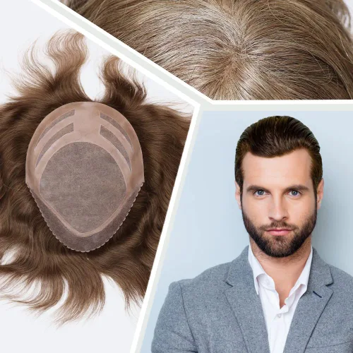 Miniatura 18 de Pelucas para hombre, tupé para hombre, unidad de tejido de cabello humano virgen europeo para hombre, tupé, mono encaje superior, piel sintética, 1B