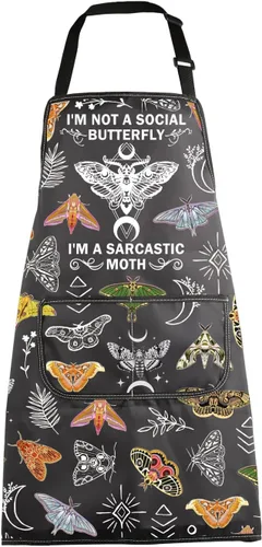 MBMSO Delantal de polilla de cabeza de la muerte, regalos celestiales para los amantes de la polilla I'm Not a Social Butterfly Goblincore Gifts