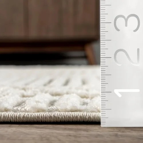 Miniatura 2 de Rugs USA Balboa Beige, 6 pies 7 pulgadas x 9 pies, azulejo texturizado, borla, suave y acogedor, alto tráfico, resistente a las manchas, fácil