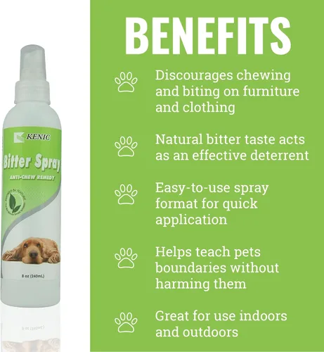 Miniatura 2 de Kenic Spray disuasorio amargo antimordiscos para perros y gatos, antilamidoras, ayuda de entrenamiento sin masticación, seguro para usar en muebles