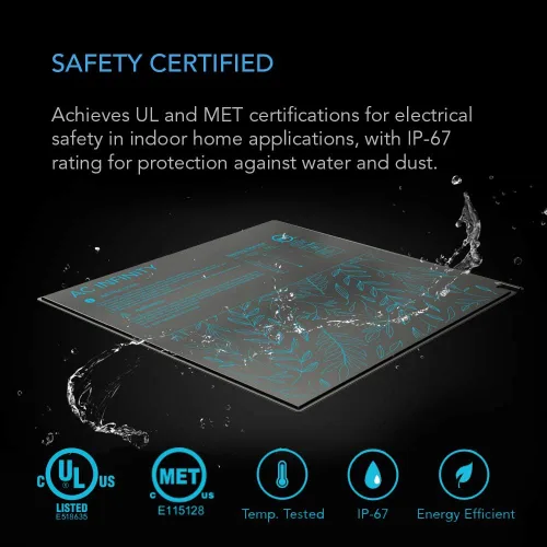 Miniatura 5 de AC Infinity SUNCORE - Alfombrilla térmica impermeable para plántulas A5, 20 x 20.75 pulgadas, con certificación MET y UL para jardinería