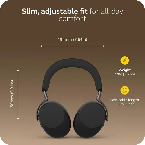 Miniatura 7 de Jabra Evolve3 85 - Auriculares inalámbricos Bluetooth con micrófono para el trabajo, USB-A, tecnología de llamada de voz AI, cancelación activa
