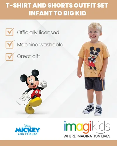 Miniatura 3 de Disney- Camisa de manga corta y pantalones cortos de malla de Mickey Mouse