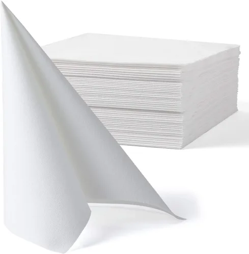 MORGIANA 50 servilletas desechables, servilletas desechables de tacto de lino, servilletas blancas, servilletas de papel Airlaid, toallas de