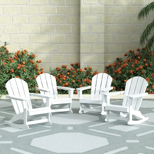 Miniatura 172 de WestinTrends Silla mecedora Malibu de poliéster para exterior/patio Adirondack, Negra