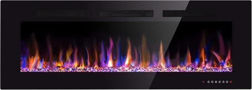 Miniatura 10 de Chimenea eléctrica de 42 pulgadas empotrada en la pared y montada en la pared, calentador de chimenea de 1500 W y chimenea lineal