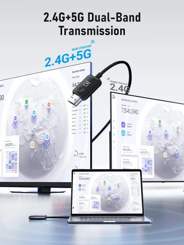 Miniatura 7 de Lemorele Transmisor y receptor HDMI inalámbrico Kit extensor HDMI portátil, Plug & Play 2.4/5G Rango de 164 pies 1080P HD, hasta 8 transmisores