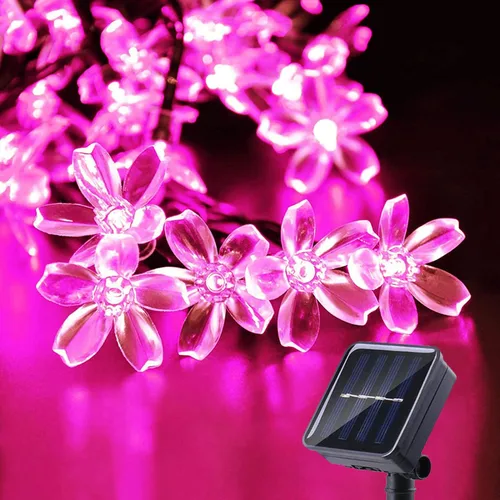 Miniatura 12 de ITICdecor - Tira de luces solares para exteriores con flores, impermeables, 50 luces LED, decoraciones de luces de hadas para árbol de Navidad