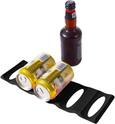 Miniatura 4 de Webake Organizador de latas de nevera para organización y almacenamiento de despensa, paquete de 2 estantes de silicona para botellas de cerveza