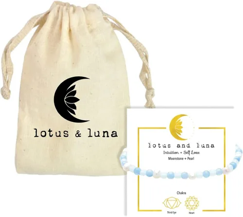 Miniatura 4 de Lotus and Luna Pulsera curativa de chakras energéticos de 0.157 in con piedras reales, jade, perla, cuarzo rosa, amatista, piedra lunar