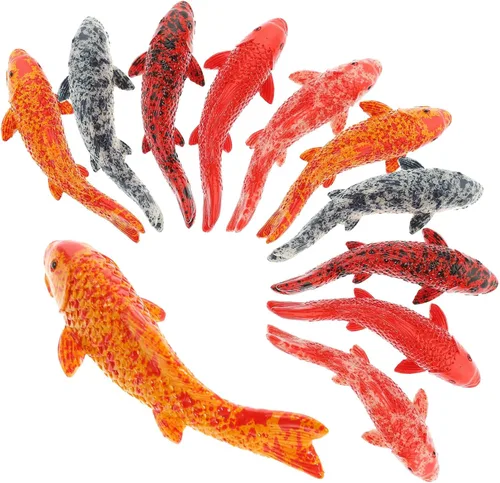 Decoraciones de peces Koi pequeños, 20 piezas realistas de decoración de peces de acuario, adornos de resina para tanques y accesorios de terrario