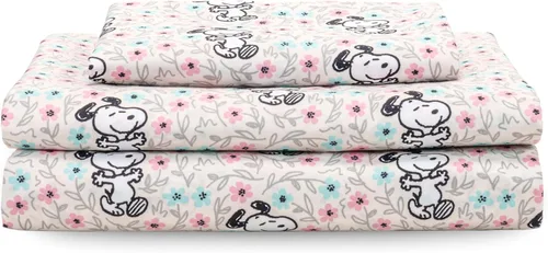Miniatura 20 de Berkshire Blanket Peanuts® - Juego de sábanas para niños, tamaño individual, 3 piezas, lindo personaje Snoopy impreso, sábanas de microfibra suave