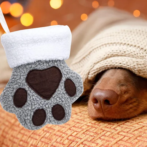 Miniatura 5 de Beyond Your Thoughts Paquete de 2 medias de Navidad para perro, diseño de pata de mascota, medias colgantes para chimenea para mascotas y decoración
