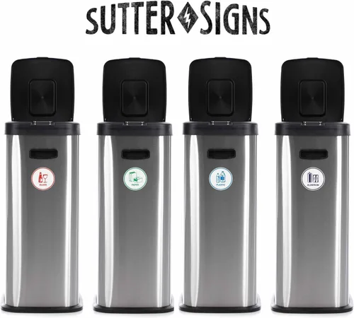 Miniatura 6 de Sutter Signs Calcomanías de reciclaje para papelera, 3.5 pulgadas de ancho, 5 calcomanías de reciclaje para contenedores de plástico, papel