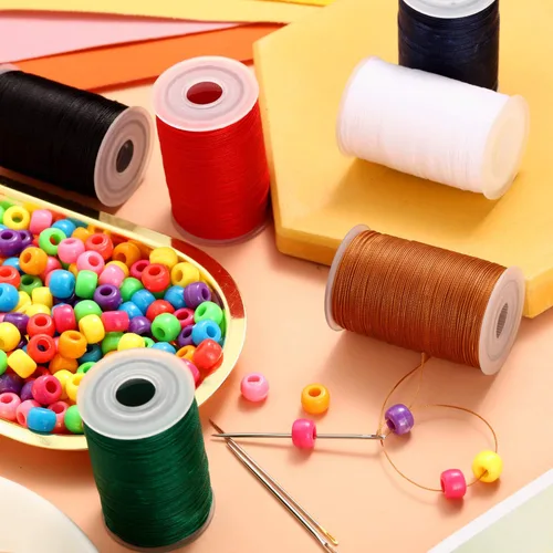 Miniatura 5 de 6 rollos de hilo fuerte para tapicería, hilo encerado de alta resistencia con agujas de costura a mano para máquina de manualidades de cuero de rojo