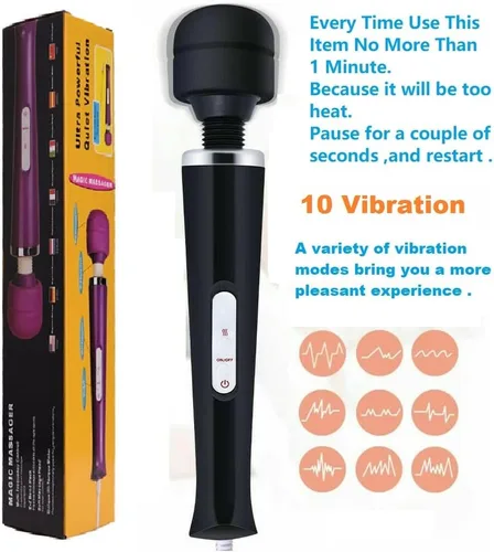 Miniatura 3 de Masajeador de cuerpo grande negro de mano vibrante potente masaje eléctrico de espalda para mujer recuperación deportiva dolores musculares dolor