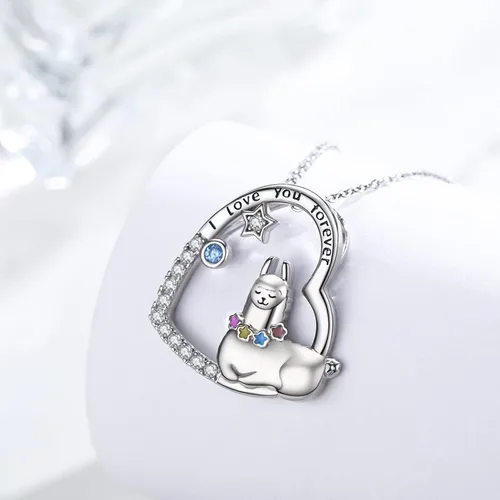 Miniatura 2 de TANGPOET Llama Necklace 925 Sterling Silver Alpaca Llama Pendant Jewelry Gifts for Women Girls with 18"+2" Cable Chain