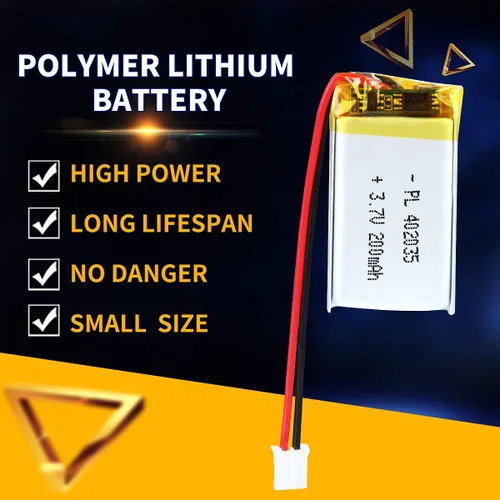 Miniatura 4 de 3.7V 200mAh 402035 Lipo batería recargable batería de iones de polímero de litio con conector JST