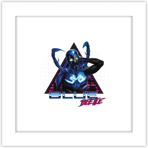 Trends International Gallery Pops DC Comics Blue Beetle - Póster de pared retro Super Future, 12 x 12 pulgadas, versión de marco blanco