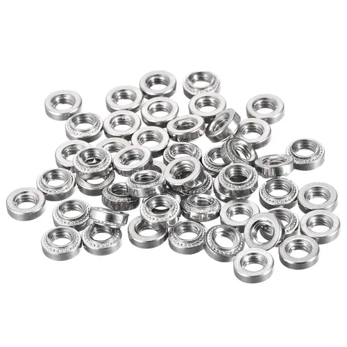 uxcell Tuercas autoadhesivas, # 10-32 x 0.12 pulgadas, tuerca remachadora de acero inoxidable, cabeza redonda, acero inoxidable, fijación de